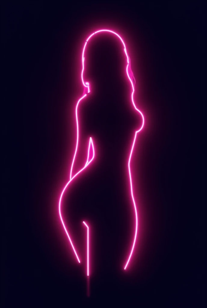 Sexy neon pink ladybarber outline logo with black background that includes razor and a mustache mouth