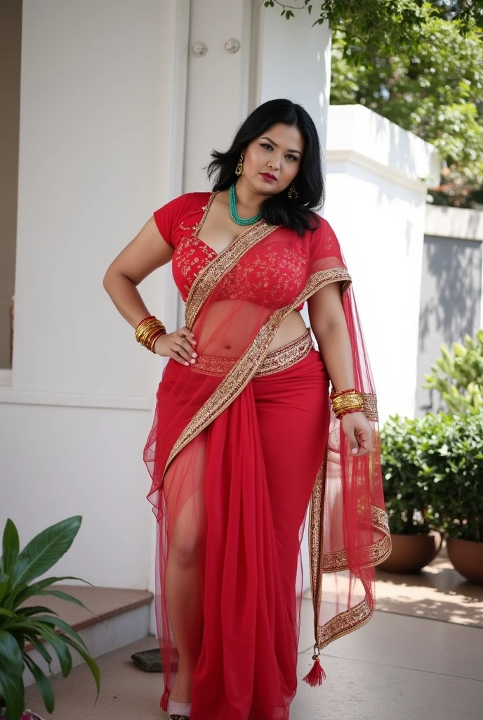 Sexy fat plus size indian bhabhi, sleeveless blouse, desi hot aunty, looks like Kajal Agarwal, wearing sleeveless saree blouse, sexy sequin saree, bold saree fashion, bong saree fashion, bold hot photoshoot, sexy sequin saree, she has fleshy arms and fat wide belly, sexy armpits, showing her attractive fleshy figure, high quality skin, skin pores, skin texture, deep juicy navel, sexy navel folds, fleshy figure, jiggly belly, hyper realistic skin, RAW Foto, 