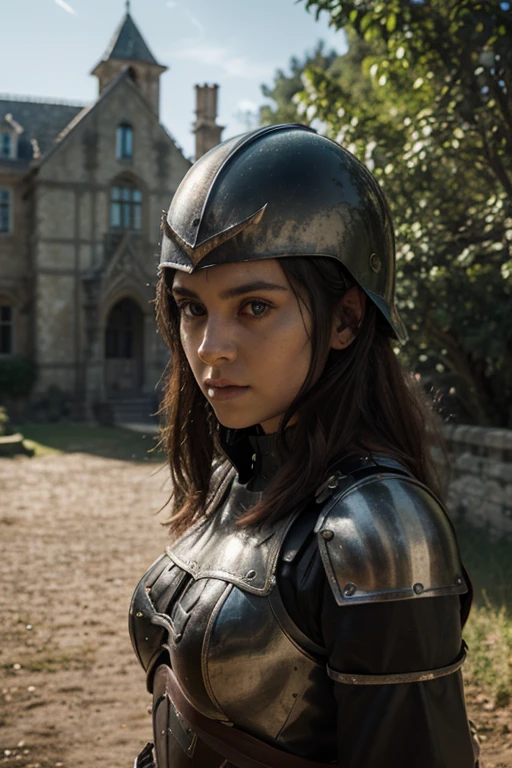 best quality,4k,8k,highres,masterpiece:1.2,ultra-detailed,realistic:1.37,portrait,medieval fantasy,romantic,moody lighting,mystical atmosphere,Casca,helmet,chainmail armor,sword,warrior