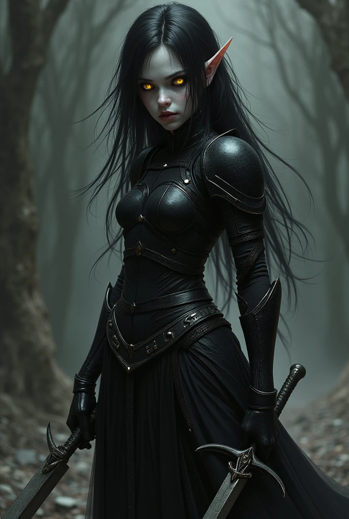 horror theme scenery, a pretty female, abstract style, sinister gold eyes cut through the darkness, barbed whip, armored, ashen skin, black evil looking streaks on eyes, grotesque, shallow, muted colors, intricate details, menacing expression, translucent, dark, spooky, surreal, photorealistic, realistic, masterpiece, best quality, High quality texture, detailed texture, ultra-detailed, 8K, HDR 