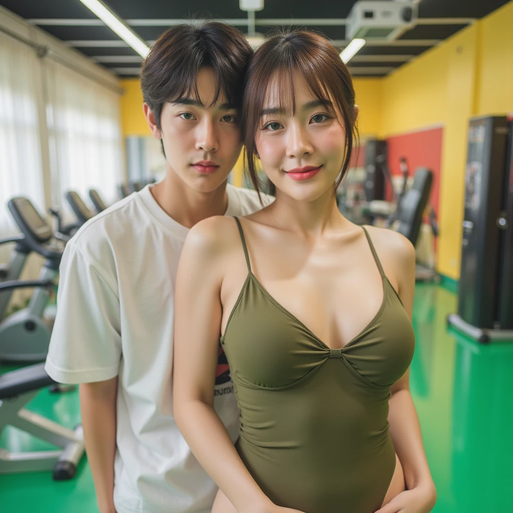 Mother and son , 最high quality, Tabletop, (Like the picture), In 8K, Beautiful 25 year old woman１Invite the boy to the gym , Beautiful expression, Eye and facial details,  (Muscularの体), (Sportswear), (Woman exercising at the gym with her young son ), (whole body),  Laughter, Beautiful lighting, Super Detail, Attention to detail, high quality, High resolution, Muscular, (((Large Breasts))), (( stand)), (((Long Hair))), ((Tall beautiful woman with her son )), Wear purple leggings, ((Purple Sports Bra)), ((Appearance during exercise)), Please show me your armpits, Cleavage, Laughter、masterpiece, 最high quality, high quality, High resolution, Mother abuses son ,boy&#39;My crotch is erect、
