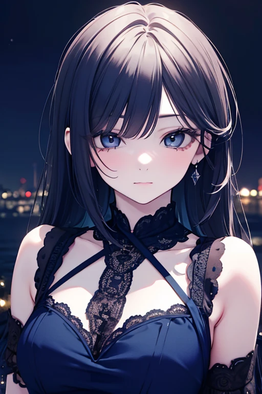 最high quality、Best image quality、masterpiece、With a girl((cute、16 years old、Best Bust、Medium Bust、Beautiful Blue Eyes、Spread your chest wide,Black Hair、Disheveled Hair、thin、Highest Valley、Black Dress、Teary whole body is wet、shout、Hold the microphone、Sing a song))high quality、Beautiful art、background((night、heavy rain、City、Lightning strikes、fountain park)),Tabletop、Exquisite design、Visual Arts、Written boundary depth、Best lighting、Highest detail、8k