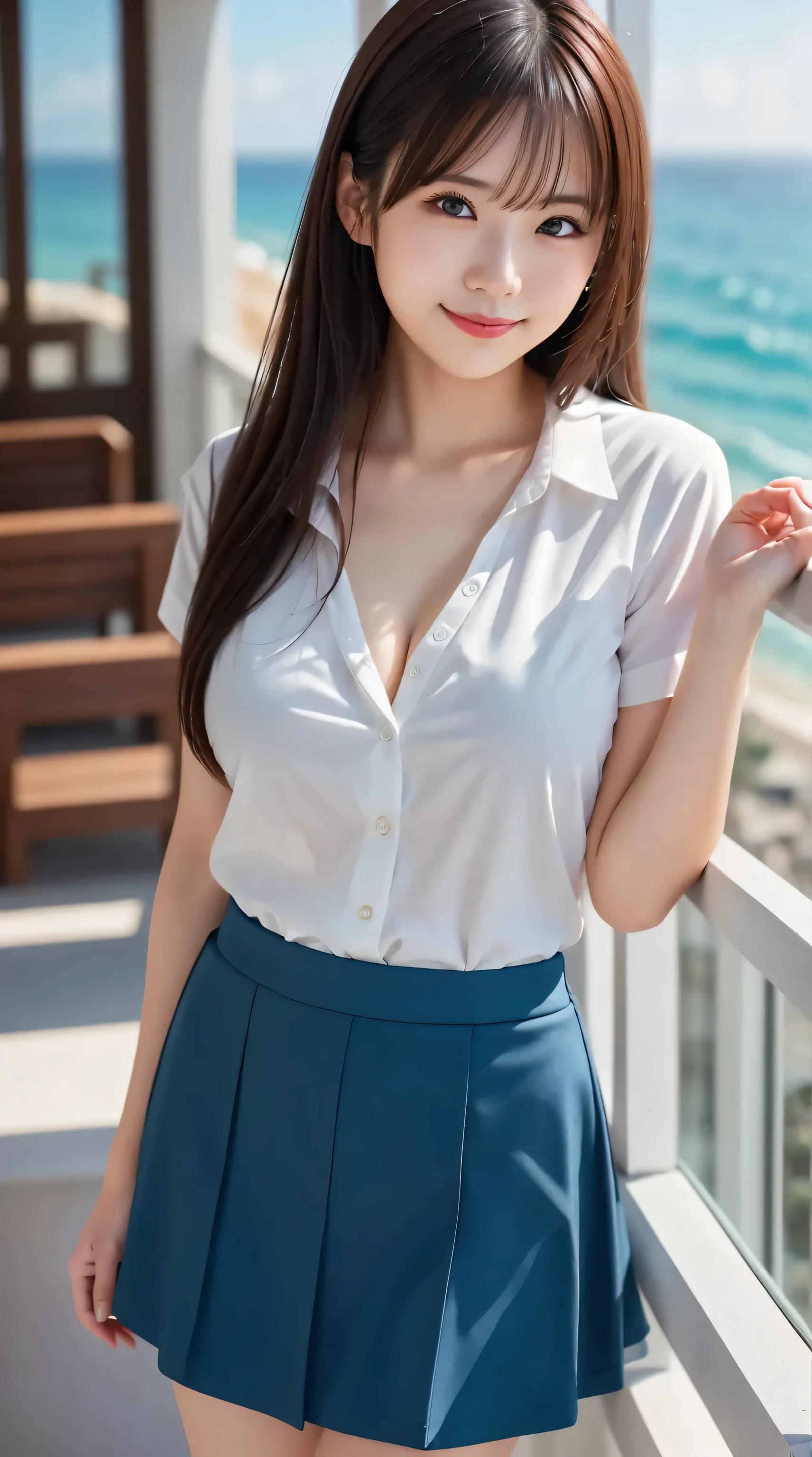 Realistic photos of (1 cute Korean star) medium hair, 32 inch breasts size, slightly smile, waist tie shirt, pants, in waist tie shirt, in amusement park, balloon is backdrop, close-up, Canon, UHD