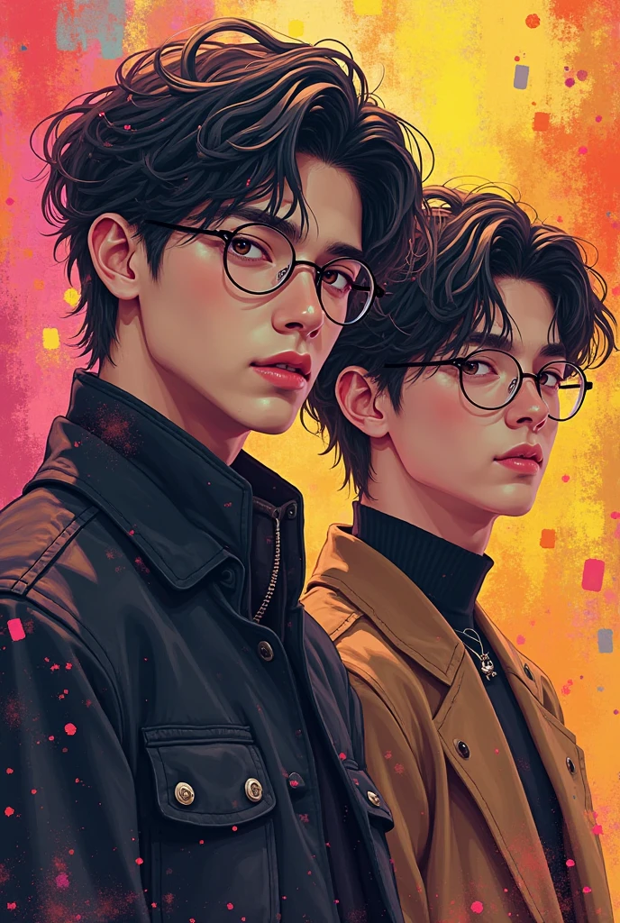 man
short hair
black hair
illustration
parka
Bad eyes
Black-rimmed glasses
necklace
Have appeal
muscularity
tall