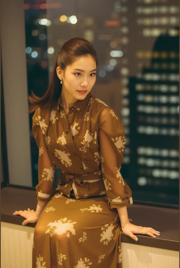 2. Female detective (ethnicity: Black, age: 30s) in a bustling city night (setting: neon-lit, urban). She's in a sleek trench coat (fabric: waterproof, dark) with her hair in a low ponytail, and sharp, understated makeup. She's examining clues (detail: focused, analytical), her stance determined and observant. <lora:Instaface-10:1>