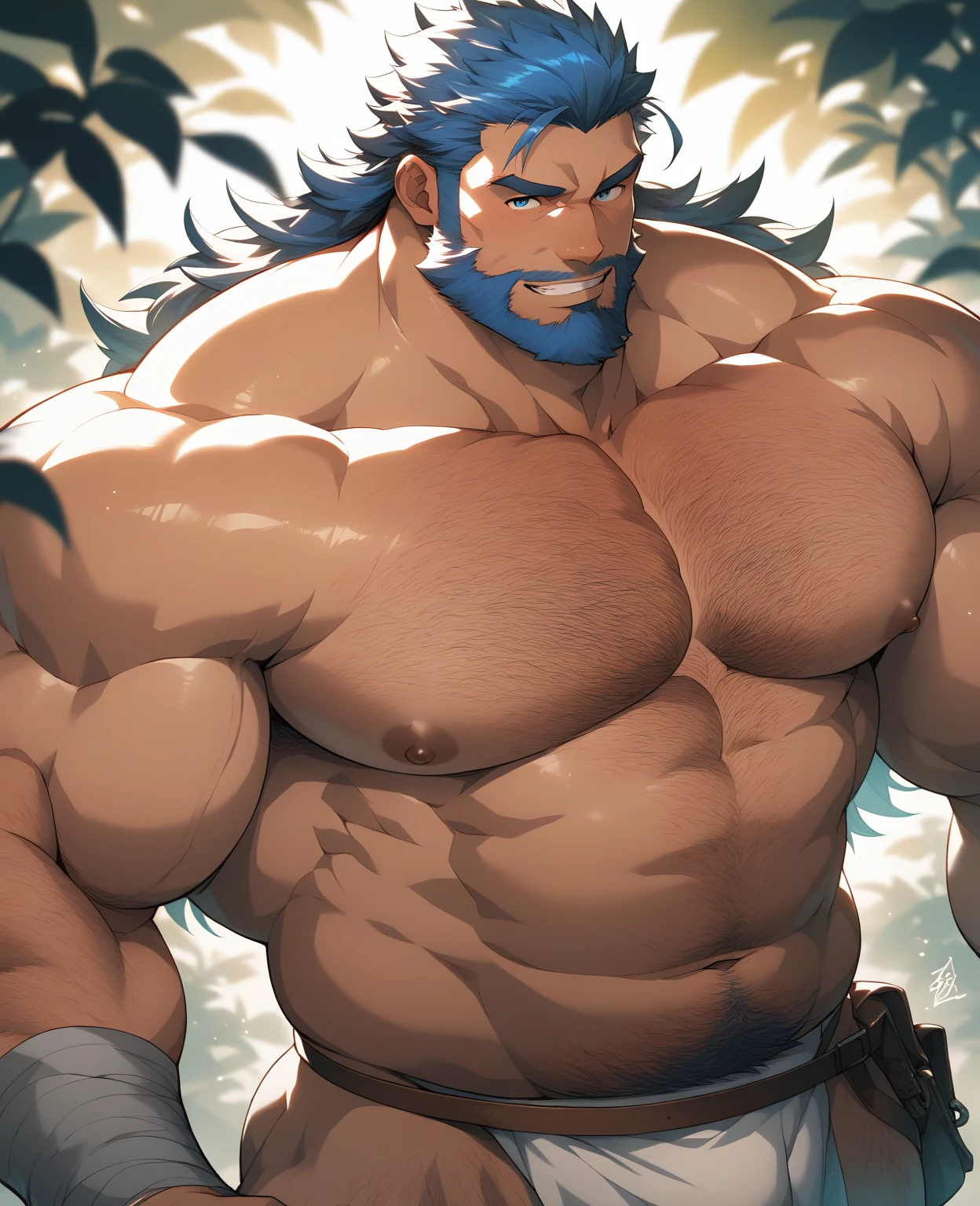 Muscular cowboy man, manly, bearded, very hairy, sexy cold stare, with cowboy hat, big pecs, bigger chest, sexy body, big legs, big biceps, big arms, shirtless, sweaty, hot, horny, very horny, erotic, older, age 60, gray colored hair, furry chest, chest full of hairy, chest hair, big belly, in underwear, white boxer briefs, big bulge, bulging, erected bulge,