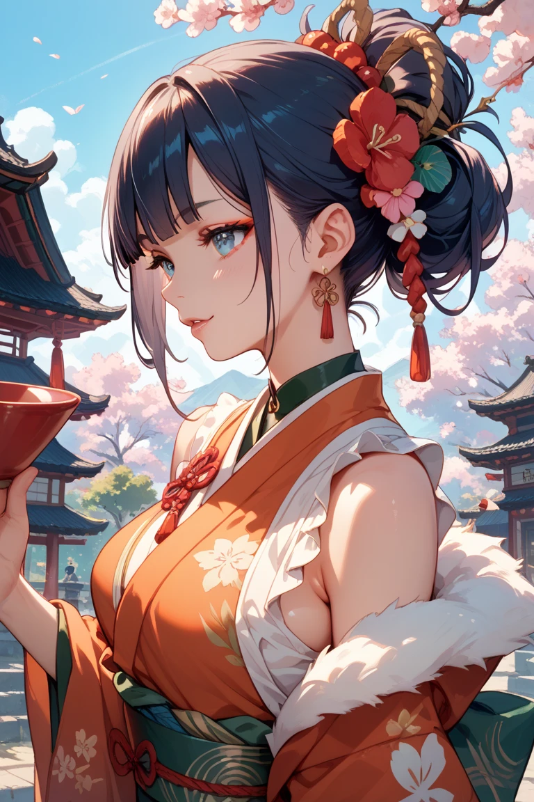 Highest quality、High resolution、Detailed Background、(Beautiful face in every detail:1.4)、Anatomically correct、Normal number of fingers、Detailed facial expressions、(Detailed eyes:1.2)、Teenage beauty、(Huge breasts:1.2)、Light color hair、Braided Ponytail、Braided bob cut、Bun Hair、cute gesture、night、Nebuta Festival、smile、

(Beautiful girl in yukata enjoying the Nebuta Festival:1.5)、

Nebuta Festivalのnight、Streets lit by lanterns、people々Wearing yukata or happi coat、Bustling with excitement、The sounds of drums and flutes echoed throughout the place.、The Nebuta festival music envelops the entire town、A giant Nebuta float slowly advances、Nebuta are huge floats made from Japanese paper and bamboo.、

Brave warriors and beautiful goddesses、Depicts mythical creatures、Lanterns are hung on top of the Nebuta and candles are lit inside.、It moves forward while emitting a fantastic light.、

Dancers called Haneto parade around the Nebuta、Haneto dance with powerful leaps to the accompaniment of Nebuta music.、people々In tune with the calls of the dancers,「Russell、Russell」exclaimed、people々Filled with excitement and dynamism、An unforgettable festival、

Cool colors such as blue and green、Yukata with Nebuta motifs、Bright colors such as red and yellow、
Belts with gold or silver threads、The obijime (sash fastener) is colored to match the obi color.、Matching the atmosphere of Nebuta Festival、Hairpins and flower decorations、Small items such as fans and drawstring bags、cute