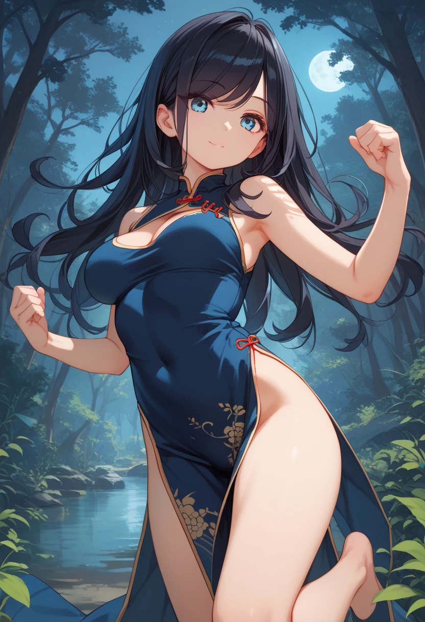 ((Highest quality、unity 8k wallpaper、32K、masterpiece、Very detailed、Ultra-high resolution、Ultra-high resolution、 Very detailedな顔, RAW Photos, Professional, Ultra-fine painting, Anatomically accurate lizard man)) Kotegawa Yui morphing into lizardwomen, kotegawayui, black long hair, yellow eyes, ((Reptilian eyes)、Mouth with sharp fangs、From shoulder to clavicle、Covered in fine scales up to the neck、(Above the buttocks、A long, impressive lizard tail connected to the spine growing from the tailbone) 、Lizard legs with sharp claws、Fine blue scales growing like thigh-high socks、Fine blue scales growing like long gloves、Long fingernails)、Nipples in full view、((Fine scales on the flank、Fine blue scales growing around the waist, Scales on the back、Scales from flank to thigh))、behind