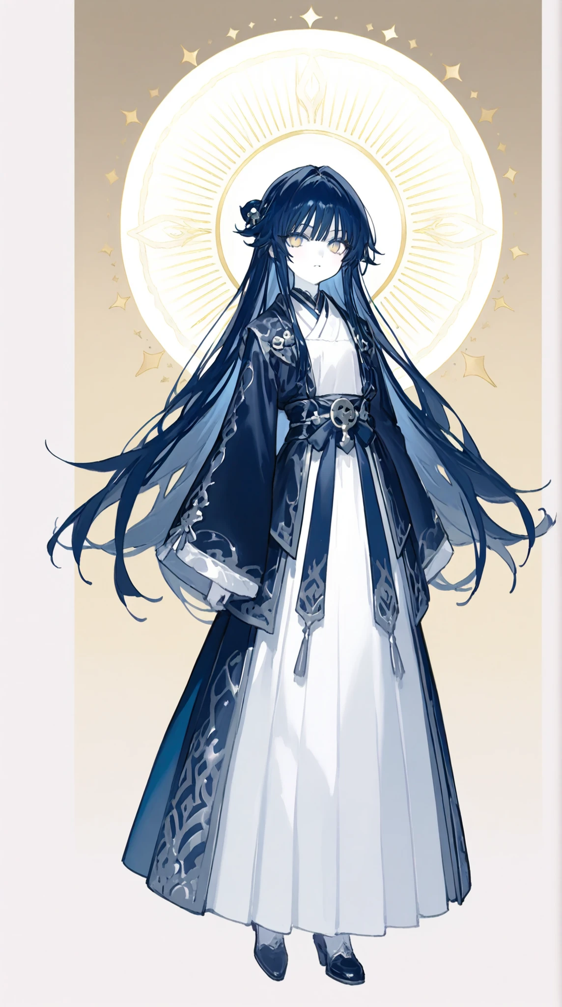 masterpiece、Close、Super high quality、Highest Quality、 、boy、Young man、 suspicious、 smooth hair、anime style、((dark blue hair:1.5))、((golden eyes:1.5))、bungs、pure white skin、Original Character、intricate design、Unique Design、Long Lashes、full bodyの描画、request、Possible Adoption、full body、background、((白いbackground:1.5))、full body、pure white skin、background無地、backgroundなし、characters only、Japanese style、 kimono。