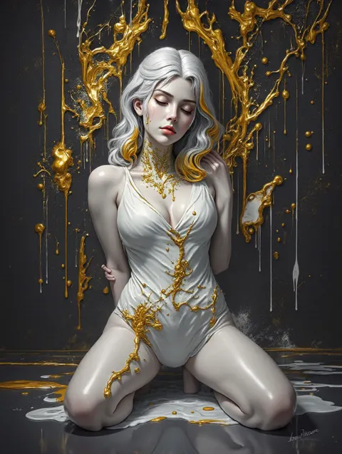 Pintura pálida, pintura de transferência de garota