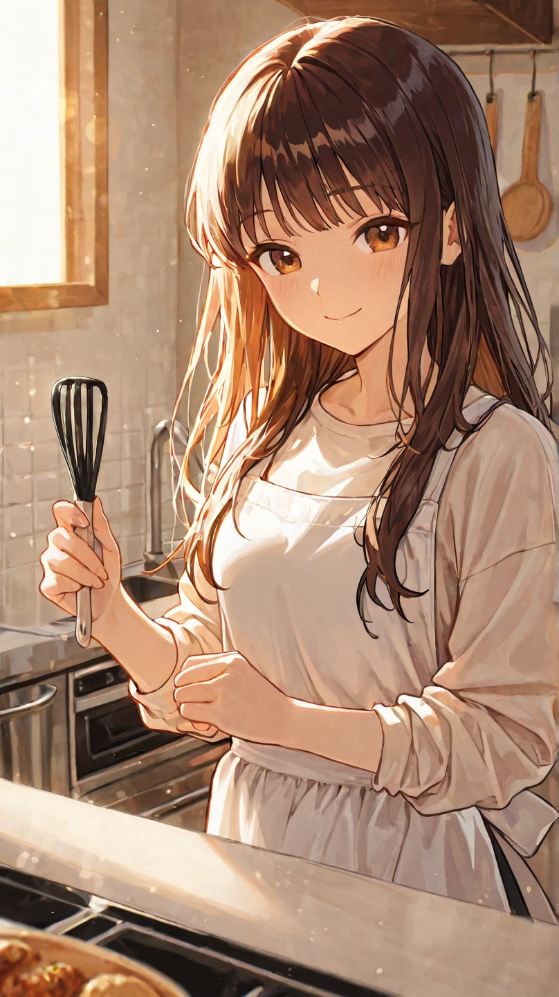 (masterpiece), best quality, expressive eyes, perfect face, perfect hands, perfect eyes, perfect anatomy, 1girl, Adult female, , long brown hair, pink eyes, disheveled appearance, messy hair, dark spots under eyes, smoking cigarette, annoyed, depressed, in the kitchen, opening refrigerator, standing in front of refrigerator, looking over shoulder, standing sideways, side view, high detail, best detail, intricate detail, high detailed background, complex background [3], beautiful detail, amazing detail, great detail, beautiful background, great aesthetic, 