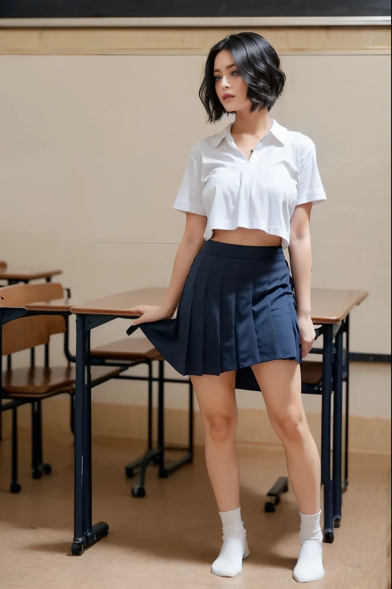 ((Bare naked beautiful girl:1.3)) ((hands are taking off school uniforms white shirt:1.4)) ,((opening her breast nipples in front of her teacher:1.5)), ((high school girl)),((lifting her dark blue skirt infront of her teacher:1.3, showing her pubic haired pussy:1.5)) ((standing in the busy school classroom:1.3)),((sweaty:1.5)), ((small breasts:1.4)) ((close-up:1.2)) best quality,masterpiece,ultra high res,(photorealistic:1.4),raw photo,(Authentic skin texture:1.3),narrow waist,cowboy shot,((full body:1.3)), (((looking to camera)))