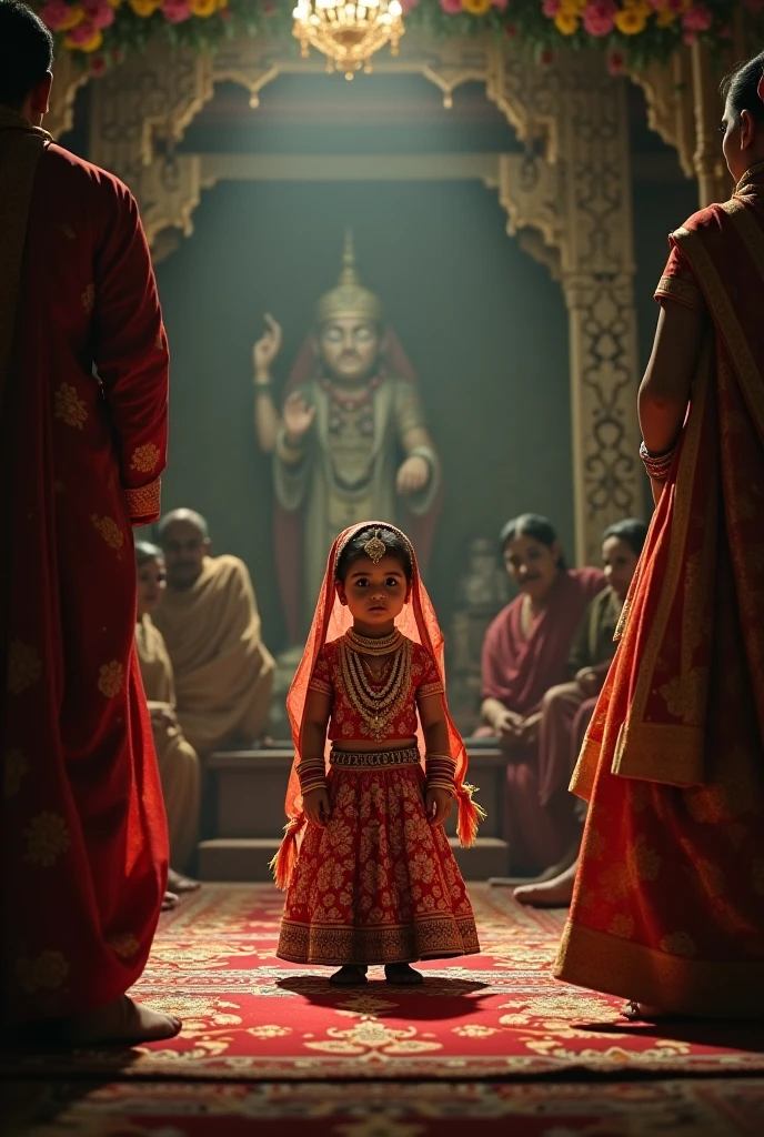 a close up of a boy in a costume with a sword, inspired by Raja Ravi Varma, portrait painting of a prince, fanart, by Raja Ravi Varma, royal portrait painting, queen and ruler of the universe, by Thota Vaikuntham, by Sasha Putrya, profile pic, royal painting, inspired by T. K. Padmini