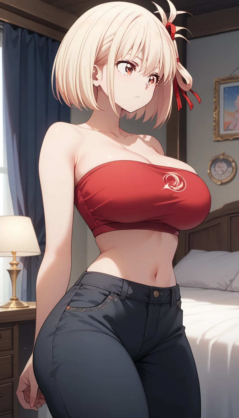 masterpiece, absurdres, best quality, ultra detailed, high Resolution, detailed illustration, extremely beautiful detailed face and eyes, bright colour, 1girl, (), cute face, Delicate beautiful face, magenta eyes, cute eyes, sparkling eyes, big eyes, medium breasts, (perky breasts:1.1), (pointy breasts:1.1), medium hips, glamorous body, white skin, happy, BREAK, long bob cut, (blonde hair:0.8), messy hair, detailed hair, shiny hair, BREAK Examination clothes, tiny ribbon, health check, Physical examination, hospital, real world, natural lights, perfect lighting,