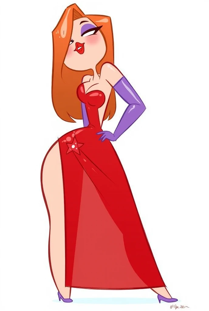 [less8 Pacman ghost], ((masterpiece)), ((High Definition)), ((high quality)), ((detailed shading)), ((beautiful rendering art)), ((solo portrait)), ((Whole body)), ((Front view)), ((intricate details)),  playboy bunny, Red suit ,black stockings, foot stockings, by Pixelsketcher, dress, blue eyes, Red hair, short hair, big breasts,  focusing on the buttocks, shoes, red shoes, defined neckline, (Blue socks), human,hair ornament, neon light behind,, city at night, Alone, from behind, looking at the viewer, posing on the back, very sensual, blushing, mischievous smile, dancing on a pole