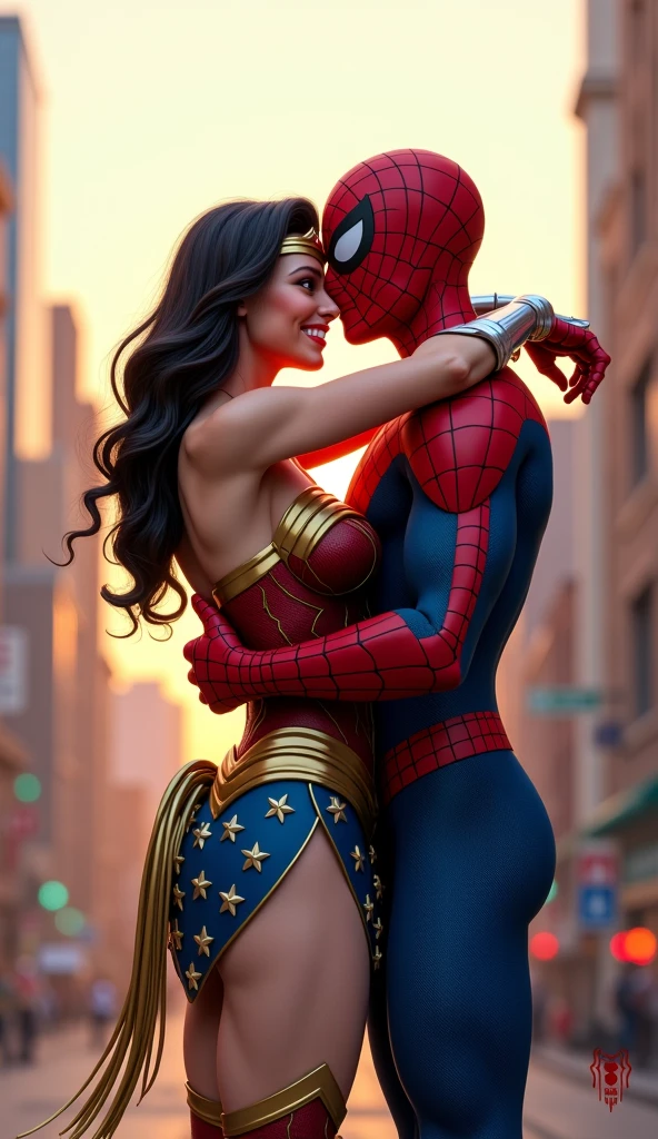 spiderman hug wonder women