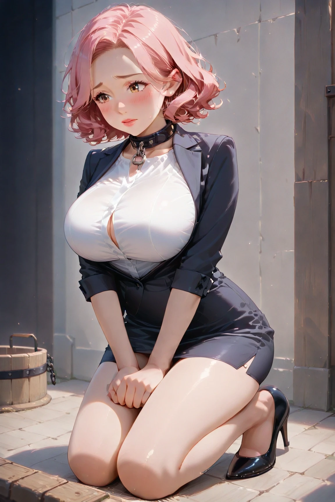 hiqcgbody,highdetailRAWcolorphoto,(ellegance,beauitful face),(skin detailed),(oiled:0.6),(tesla coils:0.4),softlighting,(Sideslit:0.8),Shadow projection,Deep focus,Shot with Leica 10772 MP,85mm macro lens,f/8 aperture,Film still image,Mannequin(Office OL,Raised sexy),(extremelydetailedface)(Very detailed and expressive eyes),(((The large_Breasts , Delicate big, Exposed breasts, exhibitionists))),bare no clothes,Two-dimensional style
