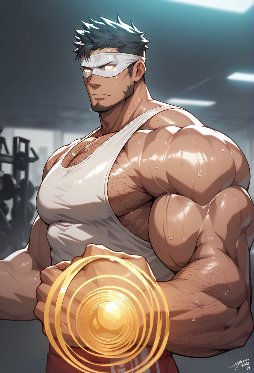 Ash Ketchum from Pokémon sitting on a weight bench with shoulders slumped. Sweating. Wearing a bulging jockstrap. Staring blankly as he listens to hypnotic subliminals through headphones. Monitors mounted on the walls around him display pulsing spirals to keep him in trance as he becomes a big dumb bodybuilder football jock. Open mouth. IQ drain. Dumber. Hypnosis. Trance. Brainwashing. Digital painting. Anime. Hyper swollen bulging crotch. Big muscles. Big traps. Big biceps. Big triceps. Broad shoulders. Big meaty hyper pecs. Big lats. Big deltoids. Bro. "I have to resist. Have to ... break free.... Have to ... have to..... I ... m-must.... I ... must...." Speaking in a dull monotone as he falls into trance. "Listen, ... repeat, ... conform, ... obey...." Speaking in unison with the other jocks in the room. "I ... I am sweaty. ... I am horny. ... I am sexy. ... I am dumb.... I'm just a mindless.... I'm just an empty, ... stupid, ... strong jock...." Brute. Dumber and dumber. Mindless. Brainless. Musclehead. Hyper muscles. Mouth hanging open. Perspiring. Sweaty. Hypnotic trance. Entranced. Hypnotized. Brainwashed. Brainwashing. Hypnosis. Glowing eyes. Mindless stare. Hypnotic rings in eyes. Repeating what is whispered in his ears by a jock bro inducting him into the ranks. Dumb bodybuilder football jock assimilation. Football team recruitment. Brainwashing videos.