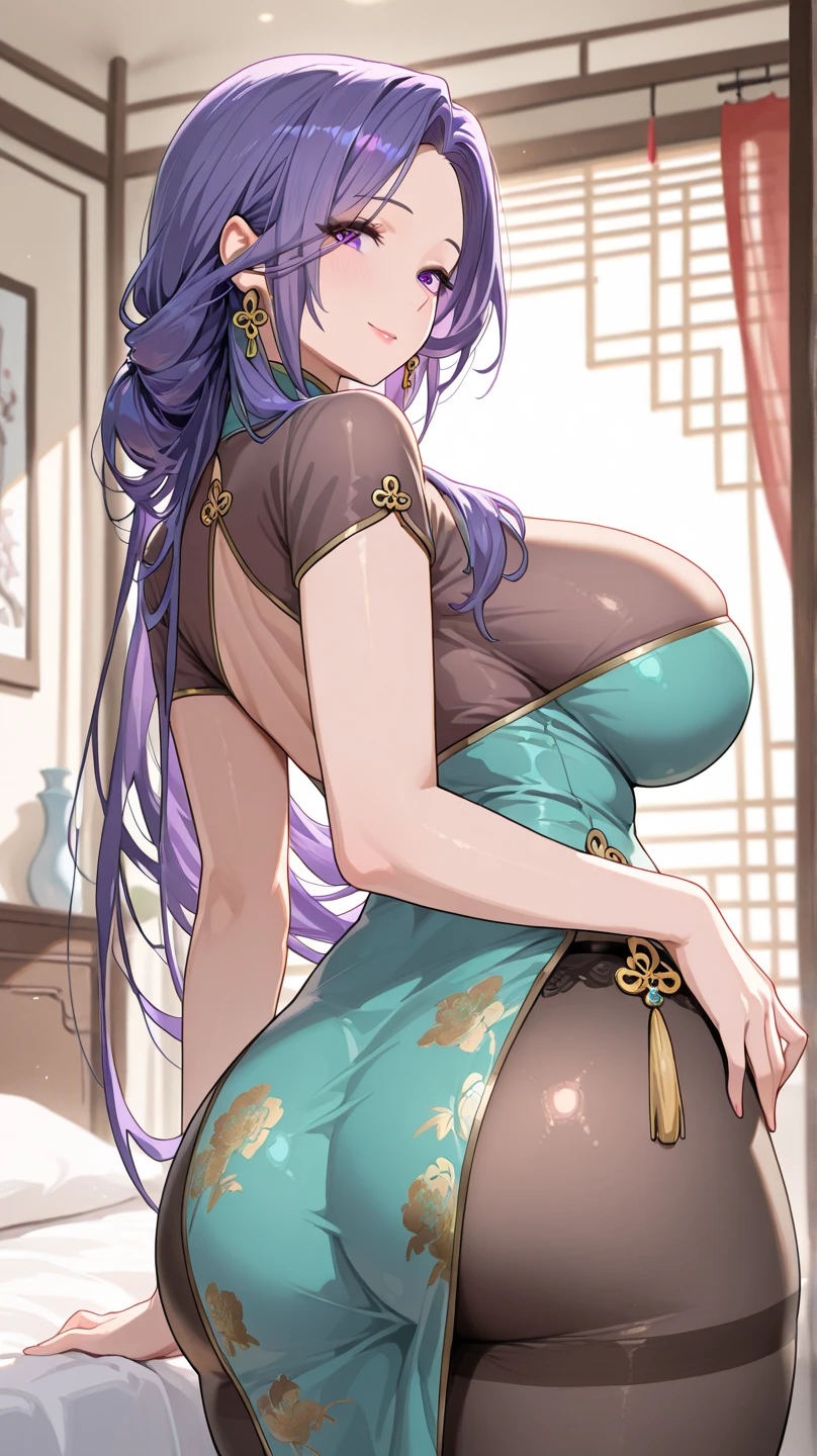 (masterpiece, best quality:1.2), 1girl, solo,mature_lady, nipple, pussy, sex,make love, delicate face,detail eyes,floating hair,big breasts, floating clothes,,keqing,keqing(genshin impact), purple hair,purple eyes,lozenge pupil,diamond eyerings,twintails,medium breasts,bun,bang,in classroom