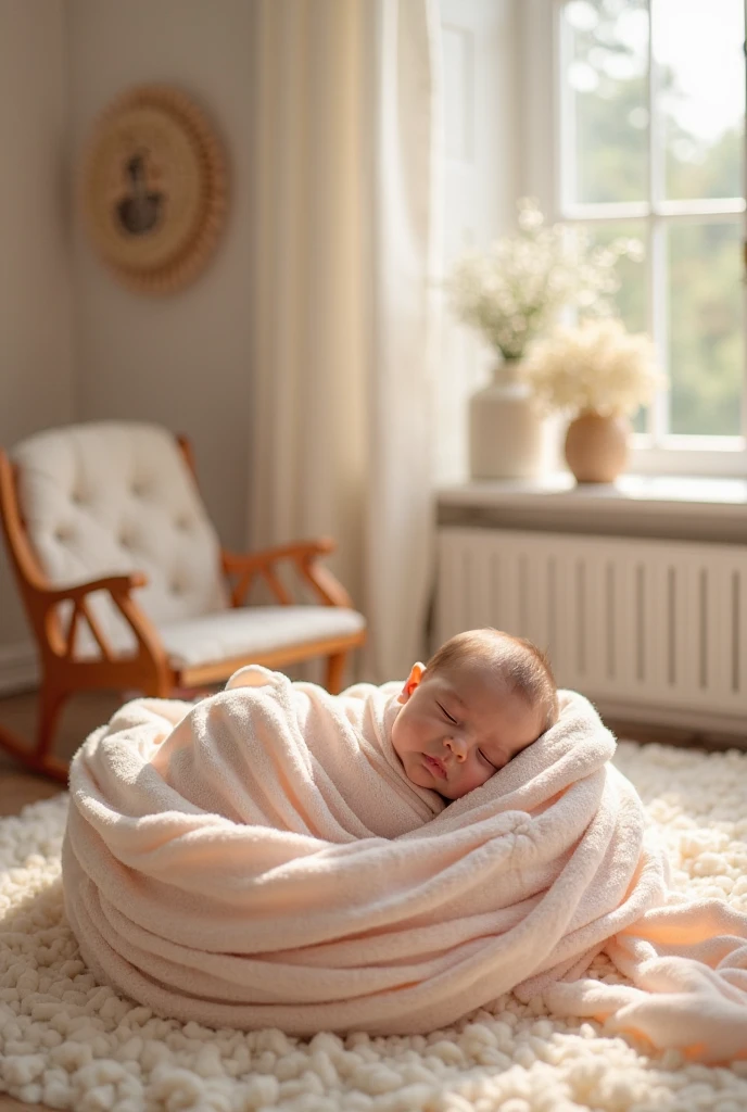 a 2 months old baby lying in a little soft sofa chair 
 