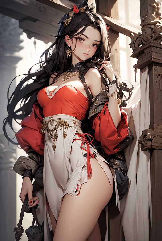 The girl stands and looks at the camera, black hair, She lifts her skirt with her hands, Upskirt, blue skies, Beautiful clear blue sky, Hairpins in the hair, skinny waist, Slender figure, Appearance of the model, confusion, sexuality, Beautiful ears, green colored eyes, People's casual clothes, pantyhouse, black tights, little chest, You can see the, Upskirt, Elf Girl, Sweet girl, attractive anime girl, beautiful anime girl, Cute beautiful anime woman, detailed digital anime art, beautiful anime girl, beautiful anime girl, Anime with small details, Best Quality, Masterpiece, Ultra-detailed, Beautiful, hight resolution, Original,CG 8K ультрареалистичный, perfect artwork, beatiful face, Face Clean, Skin, hyper realistic, Ultra Detailed, A detailed eye, dramatic lighting, (Realistic) Realistic, Full HD, Best Quality, Best Quality, Beautiful lighting, (8k wallpaper of extremely detailed CG unit), High Details, sharp-focus, The art of dramatic and photorealistic painting, beautiful smile,