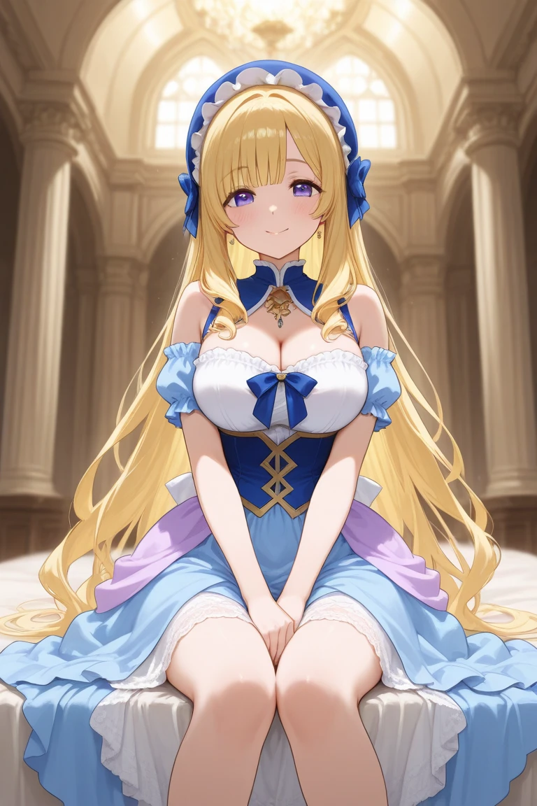 Anime、The girls、red-eyed、blond hair、Princess、The dress、Western castles、tiara、1pple、solo