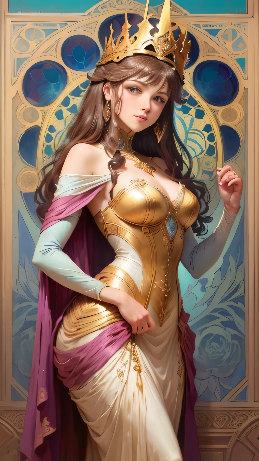 woman,art by Pino Daeni and Jesper Ejsing and Alfons Mucha
