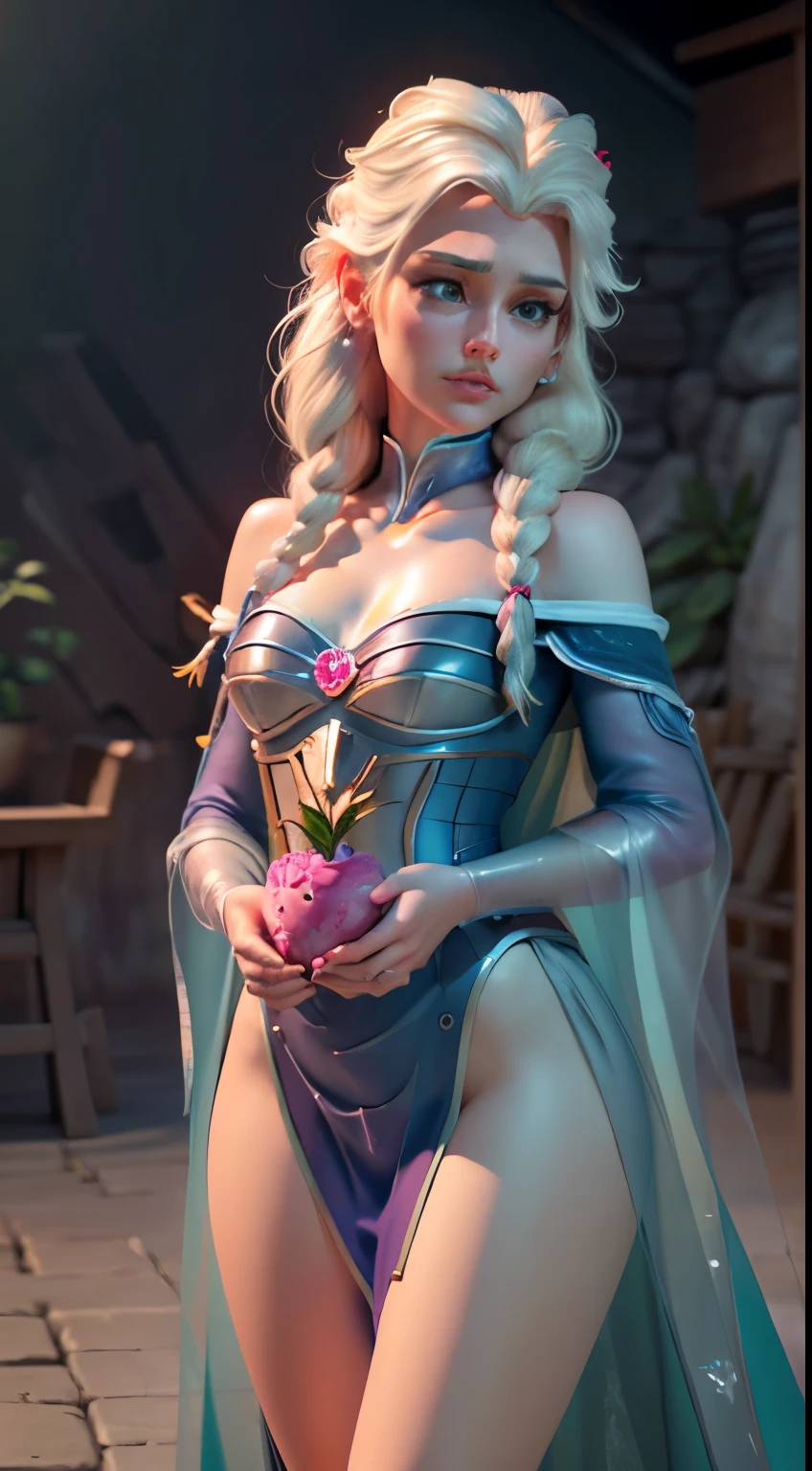 (elsa Frozen-rose quartz SU mixing models .) (ultra FUSION) Highly detailed CG Unity 8k wallpaper, style shot, Complex, high detail, dramatic, Highest quality film still image, Very detailed, Masterpiece, Best Quality, character design, Elsa, frozen elsa,Pink Diamond Fusion (( Dark style)), realistic and ultra detailed rendering style, natural light, sharp character design, (hard focus, 8k), (((natural skin texture))), texturas 8k, Soft cinematic lighting, adobe light room, dark room, HDR, sophisticated, elegant, rich detail, Sharp focus appearance) )), calming tones, Frenzy of details, intricate detail, super detail, low contrast, Soft film lighting, muted colors, Exposure Mix, HDR, Desteñir, 35mm, F/1.4, THEY ARE LIKE THIS, F 16, 25 sec.