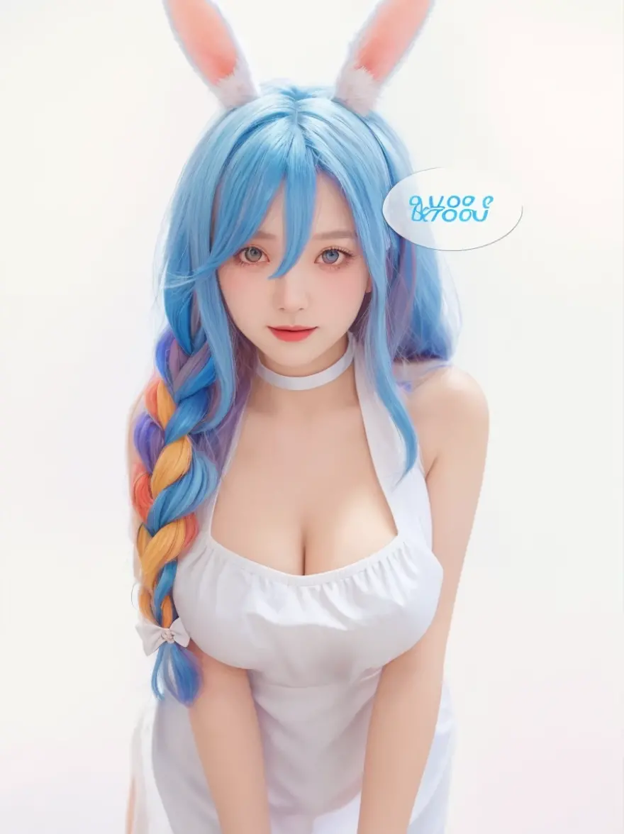 a young woman with blue hair and white headbands posing for a picture, anime girl cosplay, anime cosplay, anime inspired, anime girl in real life, cosplay, beautiful blue haired girl, anime waifu, perfect skin complexion, perfect body, breast, cleavage, perfect eyes, perfect face, symmetrical face, perfect nose, full lips, perfect lips, perfect cinematic lighting, masterpiece, beautiful, 8K, Top Quality, Intricate Details, Ultra Detail, Ultra High Resolution