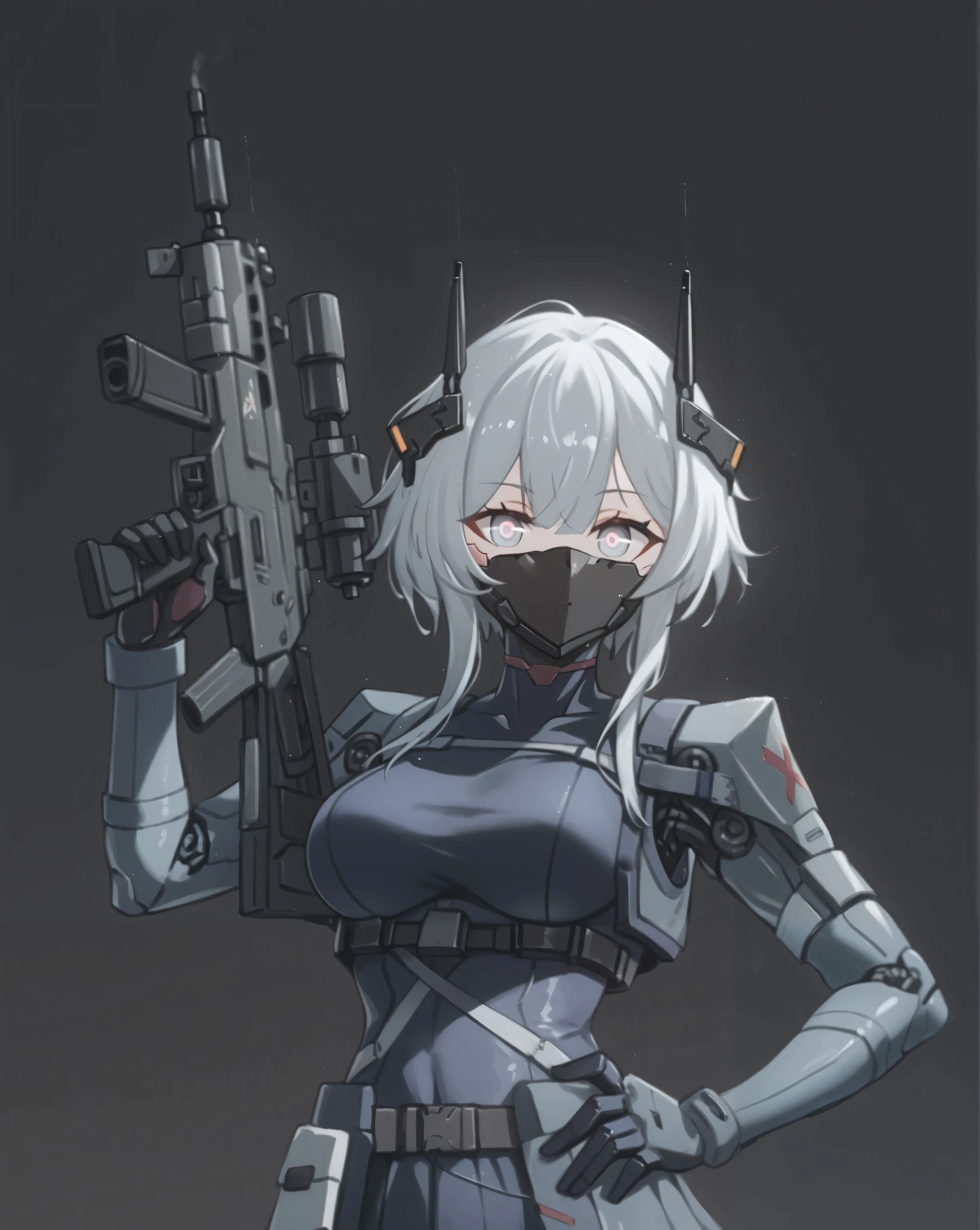 Woman with gun in futuristic outfit, m4 sopmod ii girls frontline, mechanized female warrior, wearing tactical armor, from girls frontline, girls frontline style, details. girls frontline, clear eyes concept art, cyberpunk anime girl mecha, armed, schoolgirl anime character, detailed anime character art, girl in mecha cyber armor, female mecha