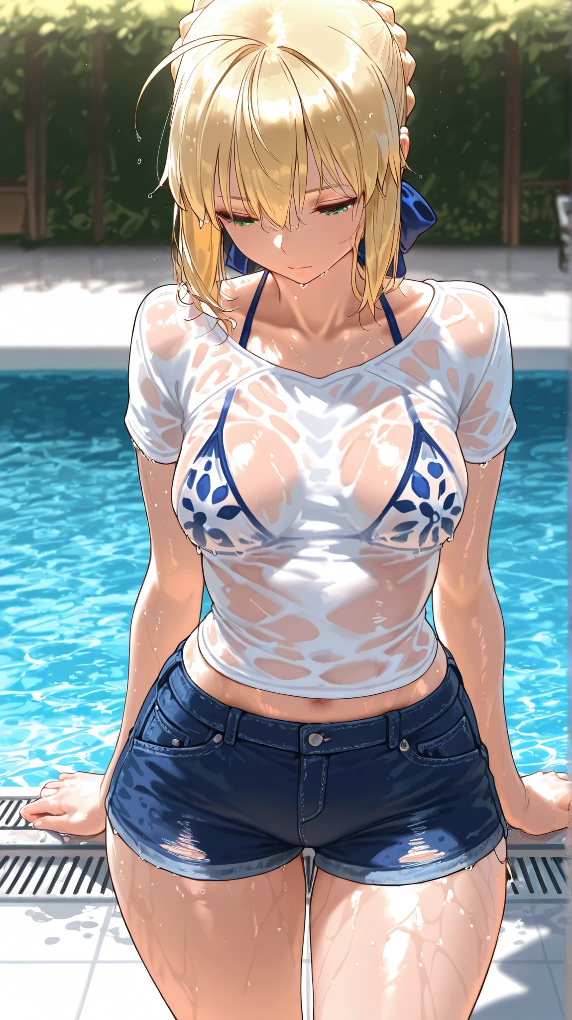 side view,girl,solo,cute t-shirts,wet,transparent,translucent,smile,double tooth,huge tits,pointy tits,BREAK best quality,ultra detailed,absurd resolution,
