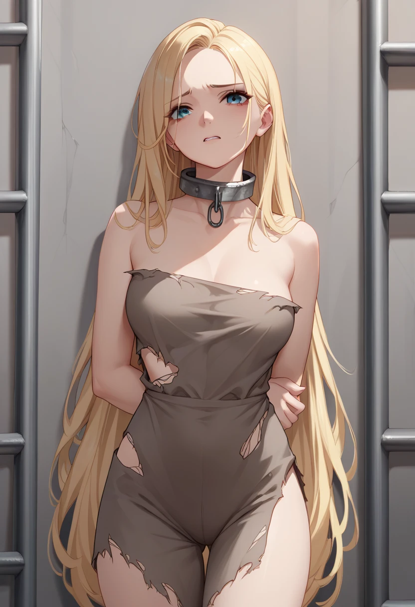 Anime. 1 Girl. Cute girl. Amputee. Slave. Disabled person. Quadruple amputation. Blonde hair. Long hair. Wavy hair. Grean eyes. Beautiful eyes. Perfect eyes. Expressive eyes. Ideal face. Beautiful nose. 16 years. Medium breasts. Beautiful breasts. Urinary incontinence. Wants to pee. I need to pee. A strong, desperate urge to pee. She peed herself. Urine flows from the perineum onto the floor. Urine flows down your thighs. Ideal anatomical body. Body with amputated limbs. Armless. Legless. Dirty tunic. Torn tunic. Slave collar. No panties. Sitting. Sits on the floor in a cage. Full height. Slums. Slave market. Many people. Beautiful character design. Shiny skin. Full body. NSFW. Official art. Extremely detailed CG Unity 8k wallpaper. Ideal lighting. Ultra high resolution 4K. Super detailed 8K resolution. A high resolution.