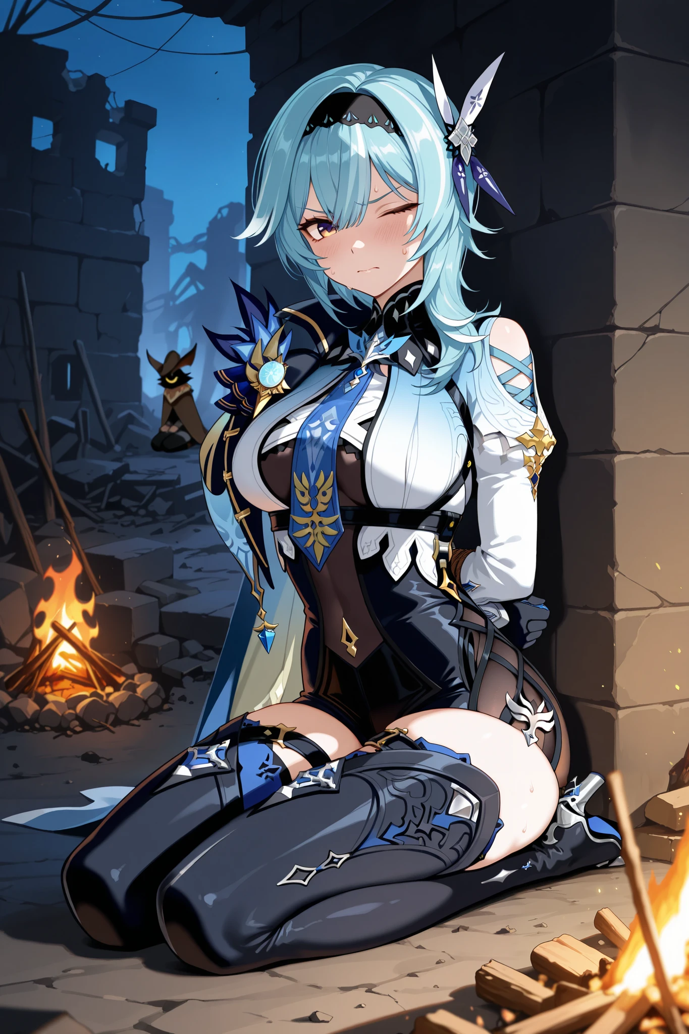 8k,Masterpiece,(bikini),A woman wearing separate armor,bikiniアーマー, Otherworld fantasy game characters,((Sit with your knees hugged:1.3)),Angle from directly below the front,Sexy anime characters,Slender figure,Cleavage,belly button,Medium Hair,A charming smile,Flushed Cheeks, Knight Girl, Very detailed fan art, Detailed digital anime art, Anime Goddess, Anime illustration, Girl in Armor,Beautiful expression right down to your fingertips,