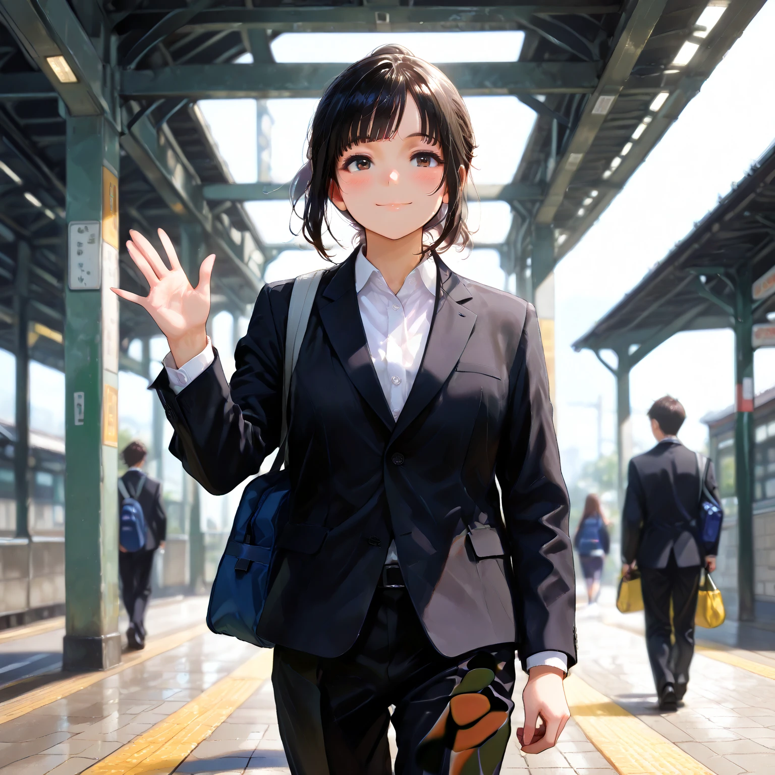 Best image quality, Japanese Classroom, Crowd, A lot of strangers, White underwear, Show your ass, Wear a mask, Embarrassed face, solo, woman, Black Hair, Bob Hair