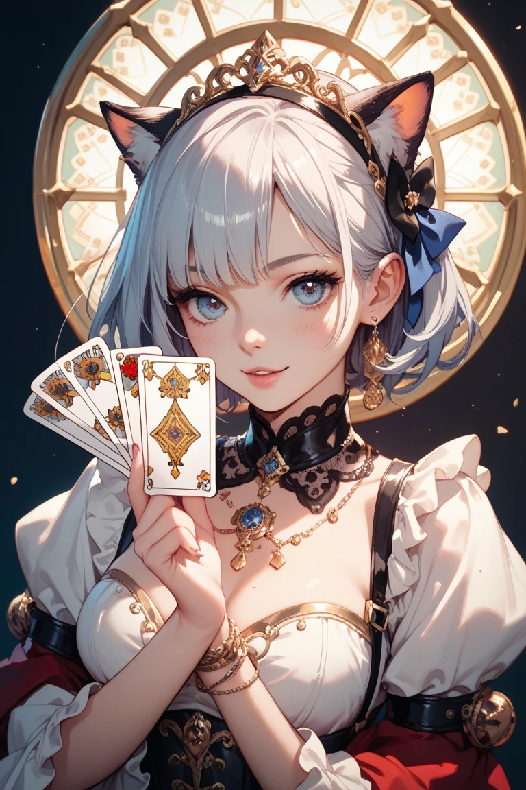 best quality, ultra high res, 1girl, sleeveless white button shirt, black skirt, black choker, cute, (Kpop idol), (aegyo sal:1), (platinum blonde hair:1), ((puffy eyes)), looking at viewer, full body, facing front