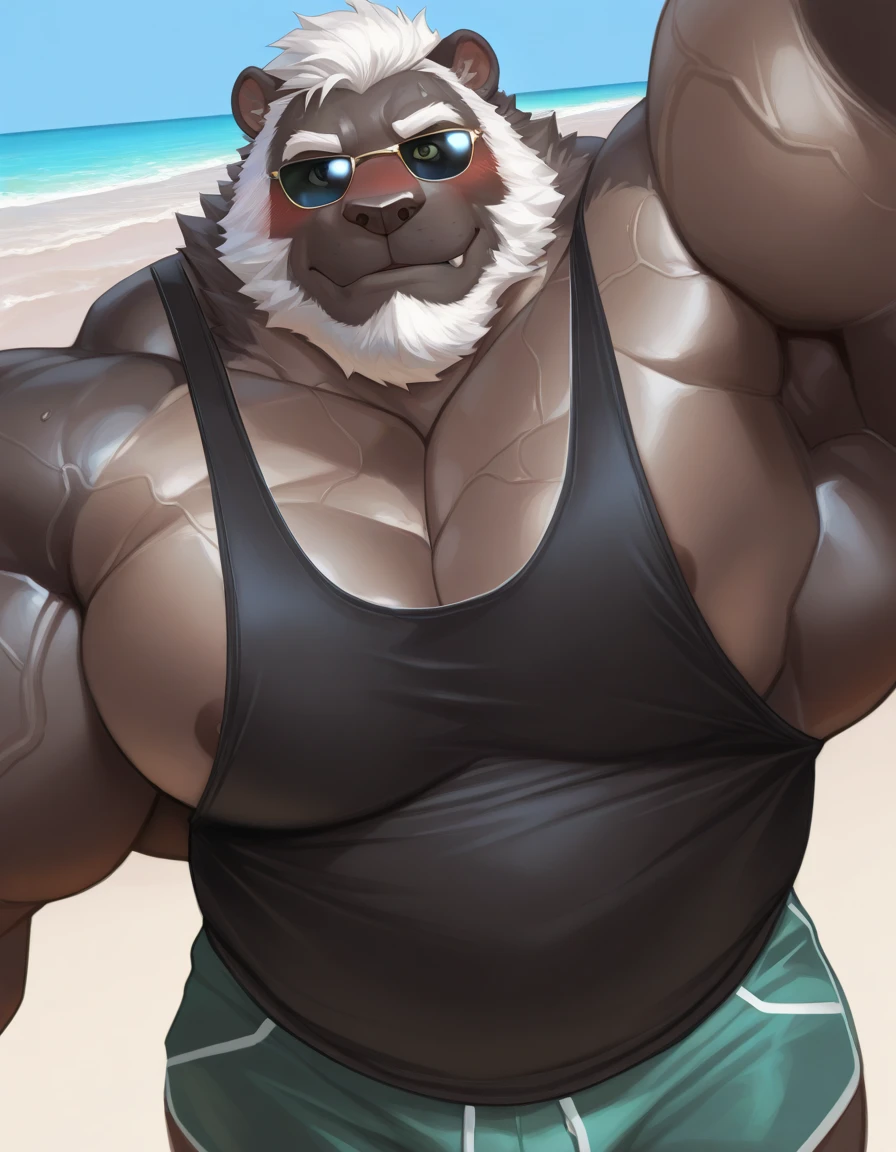 lindong, lucusold, lanxus, a man with a huge belly, furry walrus eating ice cream, pool, ((fat ripped:1.2, overhang, chubby, more chubby, fat, very huge belly:1.5,)), smile, thicc, lowres, (fundoshi), giant and fat, danbooru and artstation, heavy detailed, insanely inflated hips, nude, proportionally arms, fluffy chest, commission for high res, detailed but rough, semirealistic:1.3
