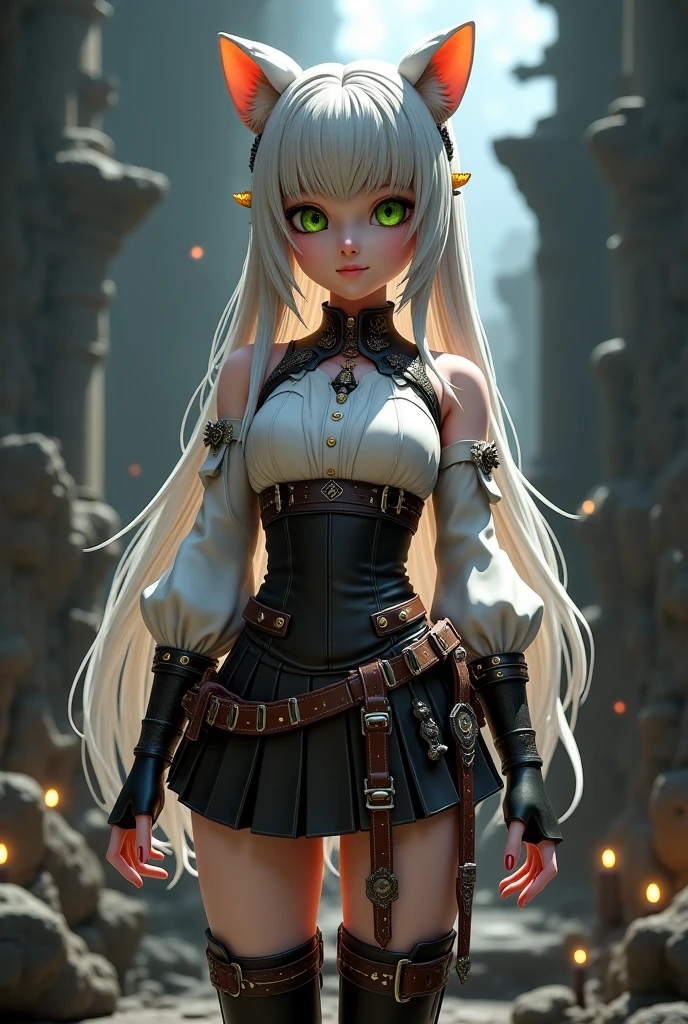 (masterpiece, top quality: 1.2), super detailed, cinematic lighting, HDR, girl playing with monsters, slim full body, cute, smile, 15 years old,