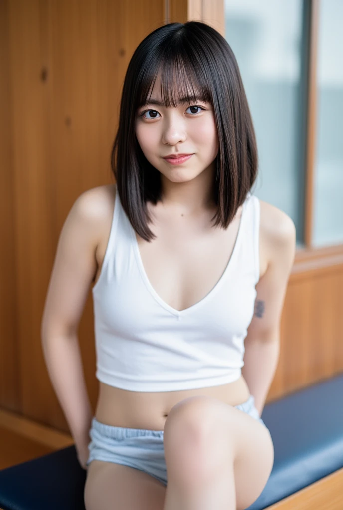 (White Panty:1.5), ,(Professional portrait, Professional Writing) ,masterpiece,最high quality,Realistic,8k,Official Art, Ultra-high resolution, (Cowboy Shot:1.2),,Shining Cheeks ,(Glowing Skin:1.3),bowl-cutヘアー,(Blonde gradient hair:1.2), 8k,high quality, Super detailed, 最high quality, Very detailed, beautiful , (Professional portrait, Professional Writing) ,masterpiece,最high quality,Realistic,8k,Official Art, Ultra-high resolution,, , Clear cute big nipples, , Straight bangs, Medium Hair、Shrine maiden, NUDE, , 、Show your panties neatly from the front、Japanese high school girl like in the photo, Pale-skinned girl, , , necklace, (15 years old:1.3), , , ,, 8k, , Plain eyes、, realistic breasts, , realistic girl, beautiful girl、(kawaii junior high school student:1.23)、I am studying, Brown Hair、Cheerleader、ribbon、, (The background is a concert stage:1.3), NUDE, smile, Showing teeth、 (Pink panties:1.3), (sit:1.4), (squat:1.41)