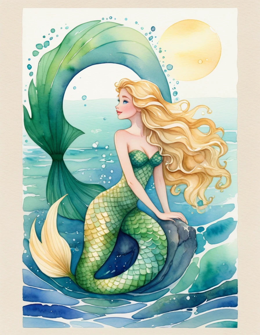Blue and yellow mermaid