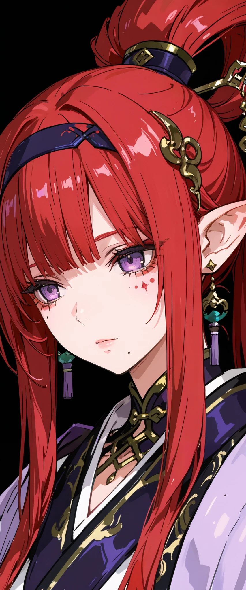Anime girl with red hair and a black top - SeaArt AI
