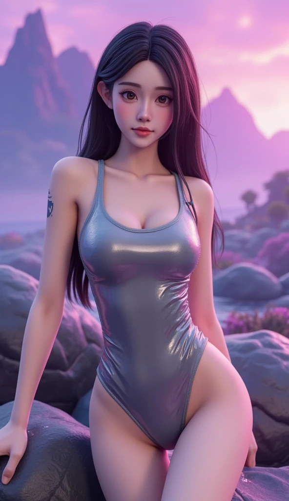 (hyperrealistic), (illustration), (high resolution), (8K), (extremely detailed), (best illustration), (beautiful detailed eyes), (best quality), (ultra-detailed), (masterpiece), (wallpaper), (detailed face), solo 1 girl, white wavy hair, korean, heterochromic eyes, small moles under the eyes, loose white shirt, yoga pants, big breasts, long legs, tight abs, camel toes, dynamic pose