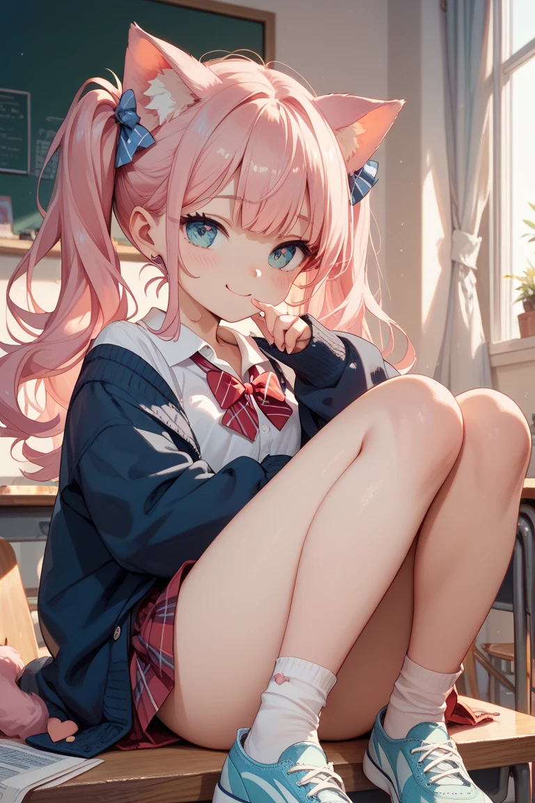 harems 13Year old girl Multiple girls are depicted 校服 blazers cardigan top-quality masterpiece 超A high resolution Huge Loose Socks Pink hair a blond