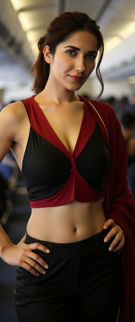 (8K, Masterpiece, RAW photo, Best quality, detail:1.3), (ultra realistic:1.4, scenary, 8K), Depth of field, Cinematic light, (ultra realistic face), 1girl, (Beautiful and elegant girl), (tight vivid red pants:1.4) break, (skinny girl with glasses), (russian face:1.3), (natural abs), (full body:1.3), (tight black minitop:1.3), (small necklace, collarbone:1.1), (blonde), (ultra detailed skin:1.4), (tight gloves), (tight gap:1.4), (soft fabric skinny pants:1.4)