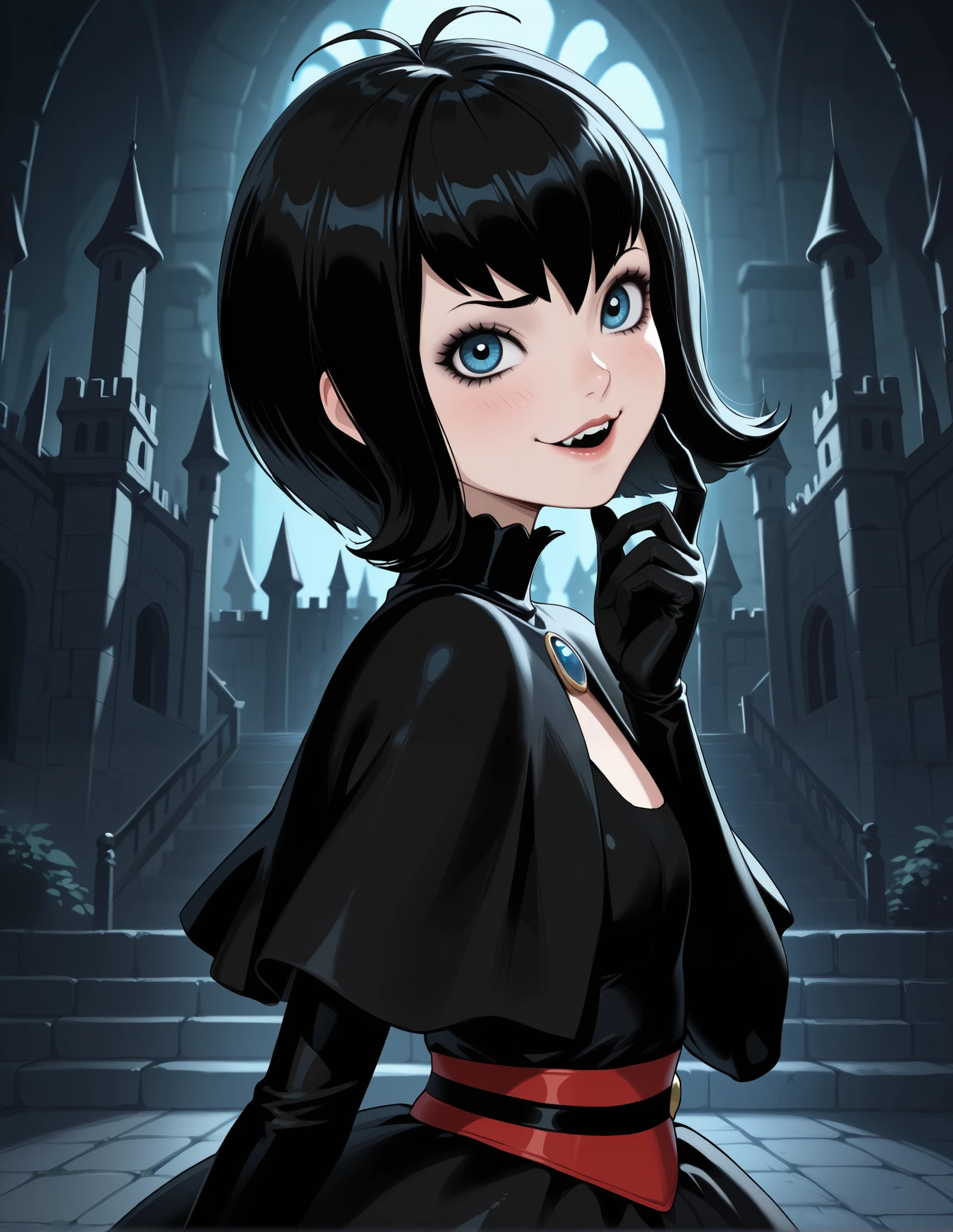 Mavis Dracula, 1girl, masterpiece, best quality, 8k, high resolution, goth castle