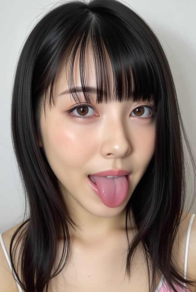 Japanese、beautiful girl、20-year-old、short hair、short hair、short hair、mouth、baby face、主にmouthを大きく描きます、mouthを画面の主要部分として描画します、look up、大きく開いたmouth、tongue、長いtongue、tongueをmouthから出す、mouthの中が見える、mouthを開けて喉を見せてください、Throat is visible、mouthの中が見える、ヌルヌルのtongue、Plenty of saliva、綺麗なtongue