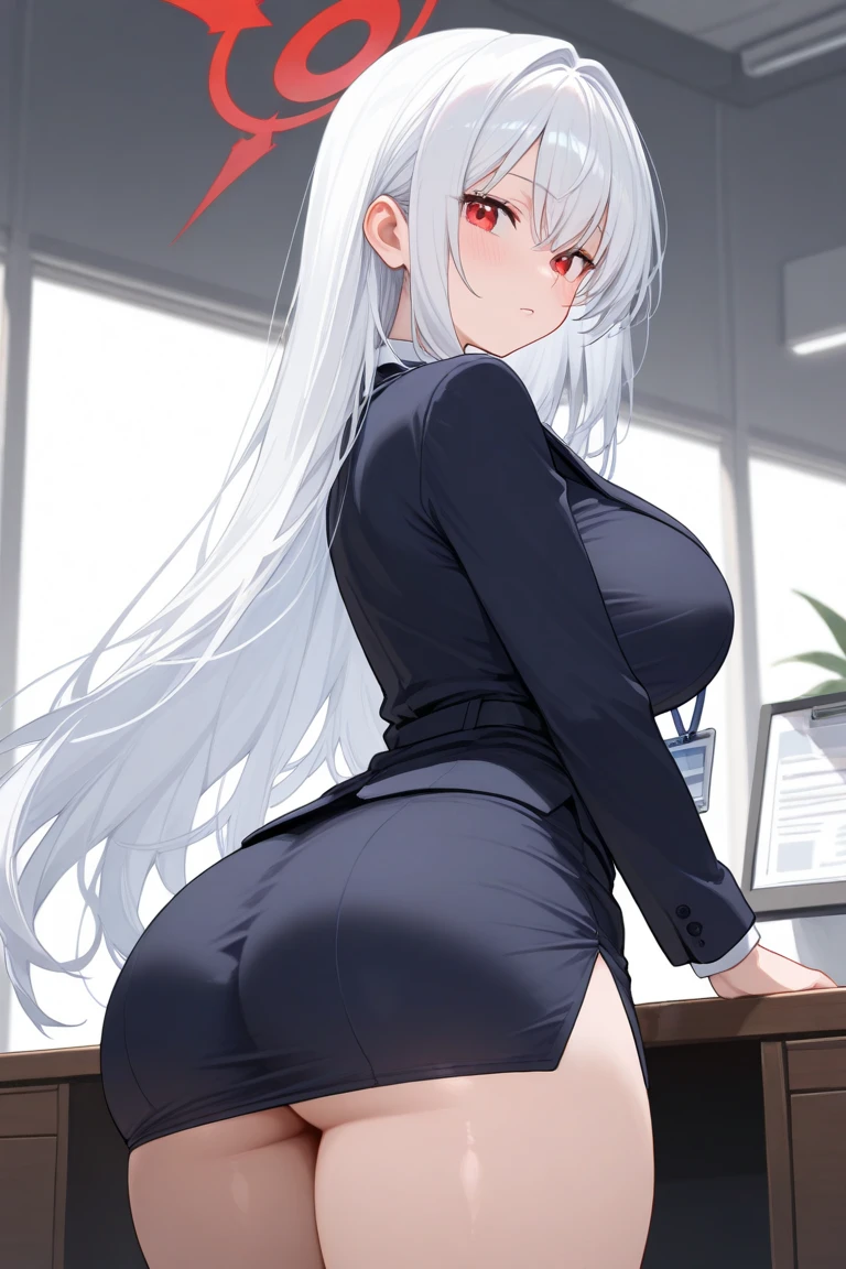 girl, long white hair, golden eyes, big boobs, big butt, big thighs, pajamas