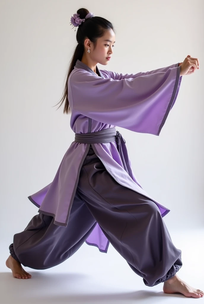 masterpiece, best quality,(plump:1.2),ultra-realistic mix fantasy, pretty woman wearing yoga pants and a kimono, belly pouring over the waistband
