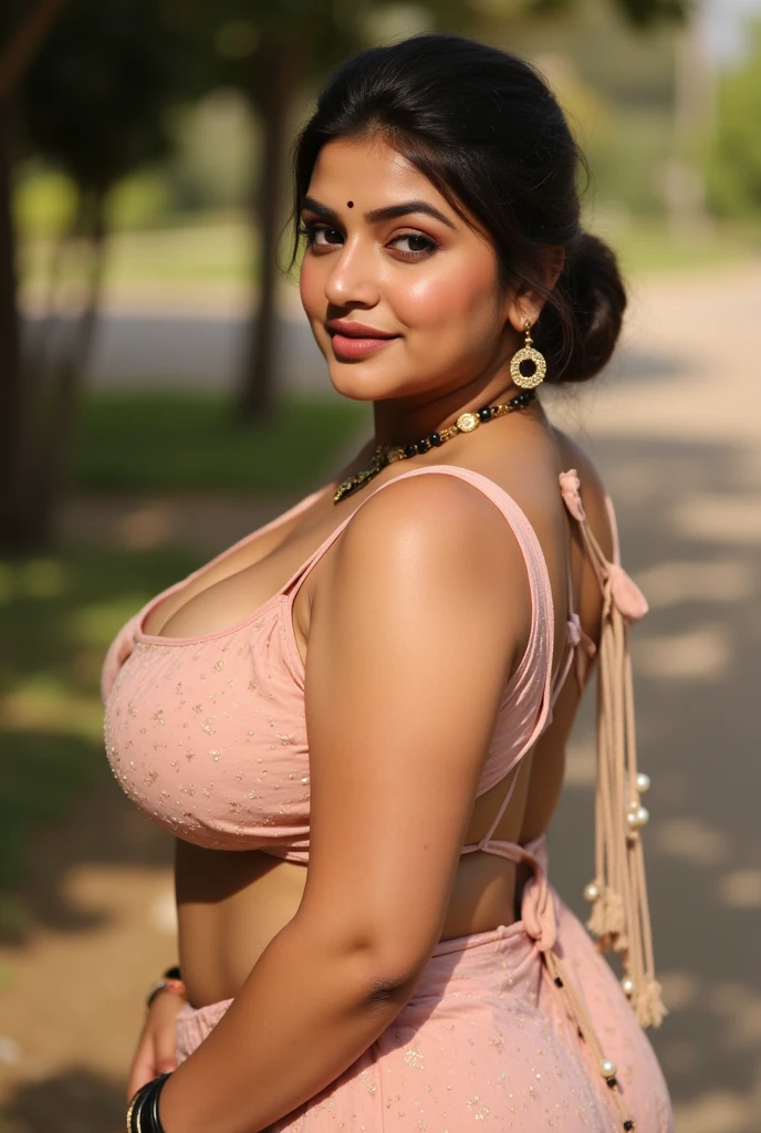 Outdoor image of 21yo in school school photo in school masterpiece, (photorealistic:1.7), best quality, beautiful lighting, Eleanor Latino Woman 20yo Old Big Breasts Plus Size Model random colour beautiful eyes extremely( hair Bun)long extreme curly hair Lifts wearing Indian flowers ethnic elegance princess transparent salwar kameez. Flowers on hair (Persian princess)),off shoulder ,bra, big wearing flower tiara on the head,from top view, selfie, extreme close up photo of curvy Latina indian, hourglass figure, swooping breasts, sexy armpits, seducing on mountains, French braid hair, necklace, sultry, winking at viewer annoyingly, teal pink lace bra and saree, night, (cinematic:1.3), intricate details, (Art Station:1.2),Tamil pretty girl, ultra realistic skin (hair bun)