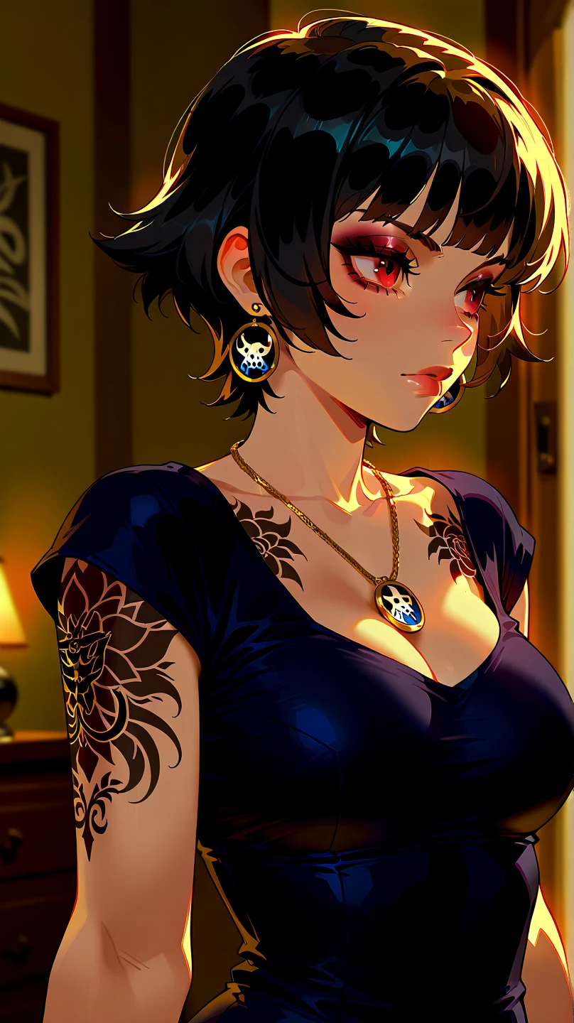 Beautiful breasts、Black Hair、Attractive breasts、Beautiful and attractive anime woman, Enchanting anime girl,Slippery、black eye、beautiful girl、、Quiet、Inconspicuous、White see-through tank top、Big Breasts、Stay in the house、Underwear is visible、Underwear is biting into、Small underwear、Shaved、Wet Skin、((腕にTattoo))、(For the whole body)Tattoo、Nipples are visible、large hoop earrings、(On the legs)Tattoo、(On my back)Tattoo、(On the stomach)Tattoo、Provocative、(和彫の大きいTattoo)、For the whole bodyTattoo、(On the face)Tattoo、Short Bob、Provocative、肩にTattoo、((Tattoo))、brown、