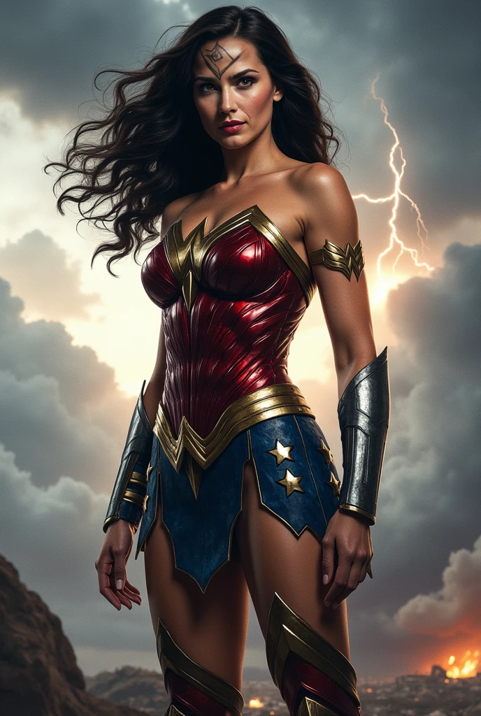 Gal Gadot、Wonder woman、Female sexy、Lightning in the background